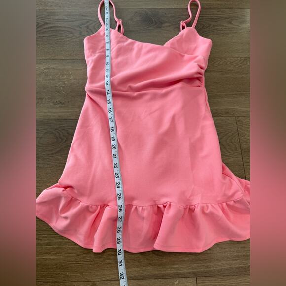 NWOT Lulus Pink Impeccable Essence Pink Surplice Tiered Mini Dress Size Small - Picture 14 of 14